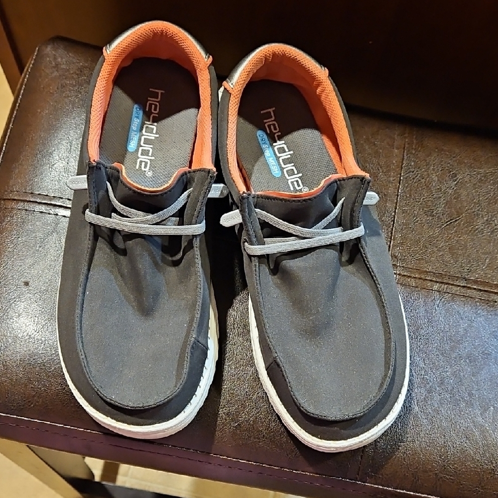 Hey Dude Gray and Orange Sneakers Casual Comfort
